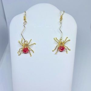 Handmade wire wrapped spider earrings